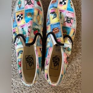 NWOT Limited Edition Vans Loteria classic slip ons. Women’s 10. Men’s 8.5